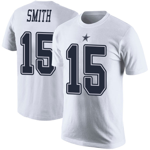 Men Dallas Cowboys White Devin Smith Rush Pride Name and Number #15 Nike NFL T Shirt
